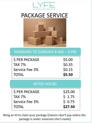 a screenshot of the package services page with boxes at Spectacular Sunset Views Over the Ocean at Hollywood in Hollywood