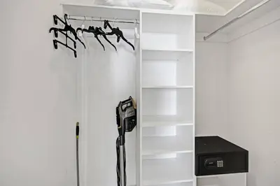 a room with a white closet with shelves at Chic 2BDR 2BA Water Front in Hyde Beach in Hollywood