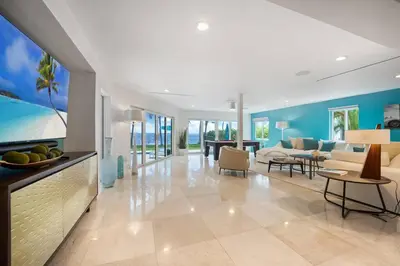 a living room with a couch and a table at Best Bayfront View Heated Pool in Miami Beach