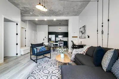 a living room with a couch and a table at Contemporary Loft in Beautiful Down 4 people 1608 in Miami