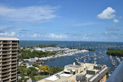 a view of a marina with boats in the water at Amazing Studio - Walking Distance To Cocowalk in Miami