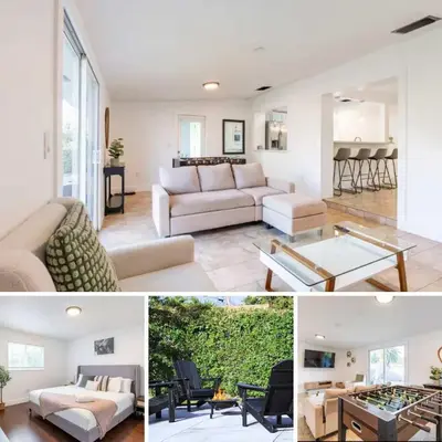 a collage of photos of a living room and dining room at Cozy Miami Home Pet-friendly & with Free Parking in Miami