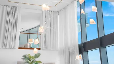 a room with white curtains and a window at Oceanview Private Townhouse at The Setai 1505-THB in Miami Beach