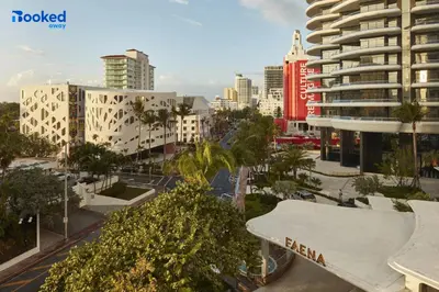 an aerial view of a city with tall buildings at Steps to the beach! in Miami Beach