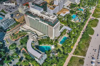 an overhead view of a hotel in a city at Steps to the beach! in Miami Beach