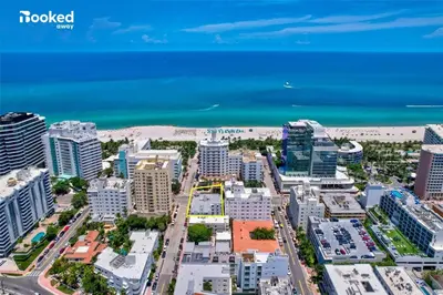 an aerial view of a city and the beach at MIAMI BEACH HOME NEAR THE OCEAN in Miami Beach