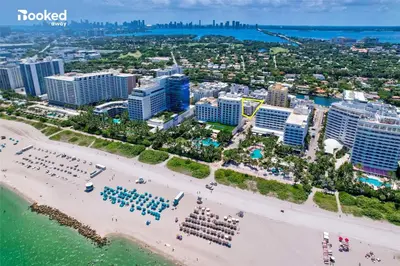 an aerial view of a beach and buildings at MIAMI BEACH HOME NEAR THE OCEAN in Miami Beach