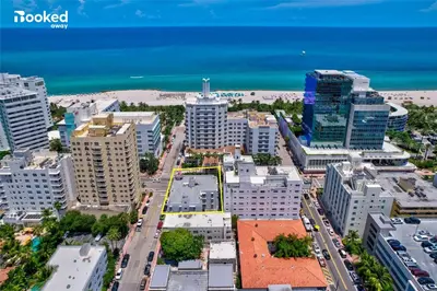 an aerial view of a city with buildings and the ocean at YOUR VACATION HOME! NEAR THE BEACH in Miami Beach