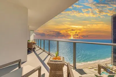 a view of the ocean from the balcony of a condo at Insane Ocean View Balcony Beachfront Condo Pool in Hollywood