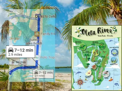 a sign on the beach with a map at ⌘Family Beach Home w Amazing Water Views - Upgraded Unit ⌘ in Miami Beach