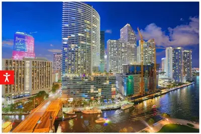 a view of a city with a river and buildings at Gorgeous Bay & City view condo in Brickell with Free SPA in Miami