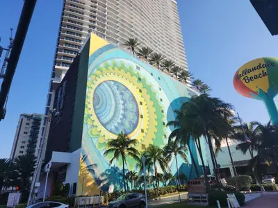 a building with a mural on the side of it at Luxury Ocean Escape by Cielo Stays in Hollywood