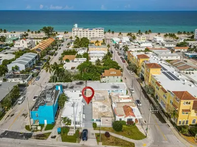 an aerial view of a city with the ocean at Lovely Studio Walking Distance To Ocean - Suite 5 in Hollywood