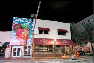 a building with a mural of ice cream cones on it at Cozy Little Havana Apt Centrally located Hv2 in Miami