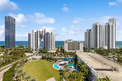 an aerial view of a city with tall buildings at Ocean Reserve 1607 in Miami Beach