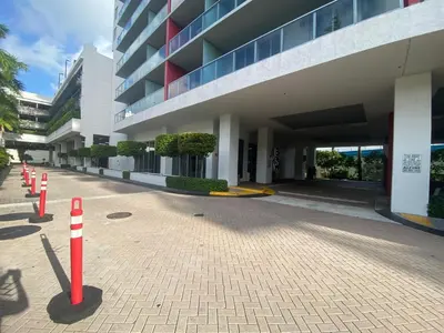 a building with red and white cones in front of it at Studio with 2 Full Beds, Perfect Beach Location in Hallandale Beach