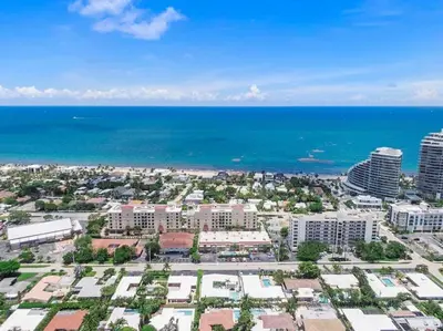 an aerial view of a city and the ocean at Coconut Walk To The BeachComfy Beds Firepit Pool in Fort Lauderdale