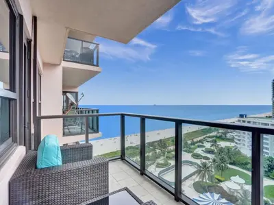 a balcony with a view of the beach at Ocean View Retreat Beach Service 1603 in Miami Beach