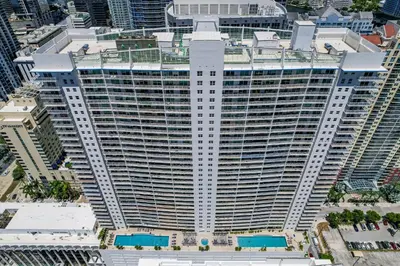 an aerial view of a large building in a city at LUX 2B/2B Brickell - Free Parking in Miami
