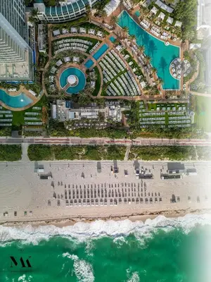 an aerial view of the cruise ship anthem of the seas at FontaineBleau Resort Ocean plus Bay View w Balcony in Miami Beach