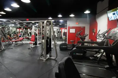 a gym with several treadmills and machines at Castle 1205 Beachfront Studio with Free Parking, Beach Access, Pool, Tennis in Miami Beach
