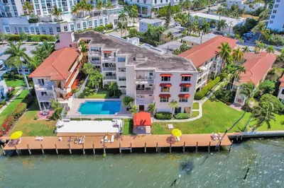 an aerial view of a house in the water at Fort Lauderdale Yacht & Beach Club 412 in Fort Lauderdale