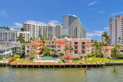 a view of a resort from the water with tall buildings at Fort Lauderdale Yacht & Beach Club 412 in Fort Lauderdale