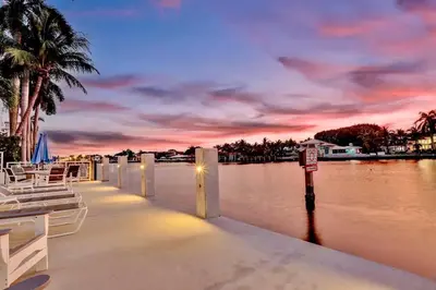 a view of a body of water with a no parking sign at Vistamar Waterfront Beach Abode -Walk to the Beach in Fort Lauderdale