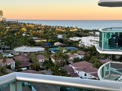 an aerial view of a resort with the ocean at Ocean Reserve Condo by FlatsAway in Miami Beach