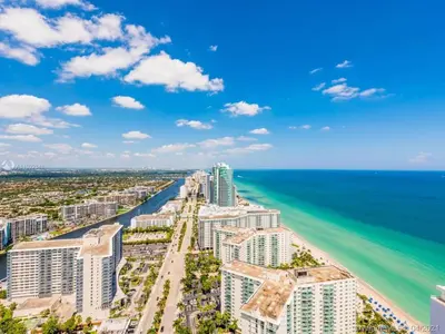 a view of the beach and the ocean at LYFE on the Beach 25th floor 1 bed unit with Oceanview in Hollywood