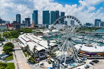 a ferris wheel in front of a city at Private Pool Villa Tropical Retreat Near Beach in Fort Lauderdale