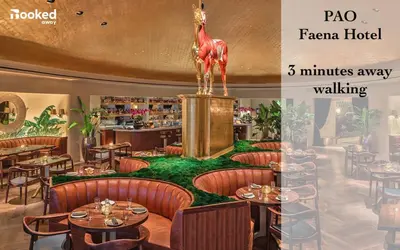 a restaurant with a horse statue in the middle at High-End remodeled apartment, On the Beach in Miami Beach
