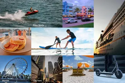 a collage of photos of people on the water at La Marinita - Marina Views Pool Parking Location in Miami Beach