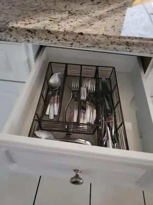 a drawer in a kitchen with utensils at Cozy family home in quiet area, nice garden views. in Tamiami