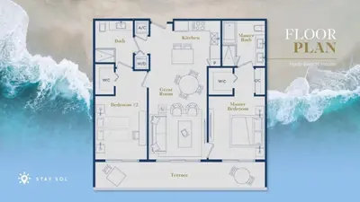 a floor plan of a house next to the ocean at Oceanfront Oasis, Luxury, Sunrise Views, Resort in Hollywood