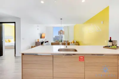 a kitchen with a sink and a counter top at Lovely Apt for 6 - Hollywood Beach Broad - walk in Hollywood