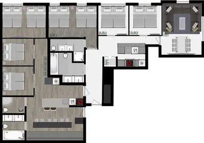 a floor plan of a house with at CasaGrandeSouthBeach by AmericanVacationLiving 6BR in Miami Beach
