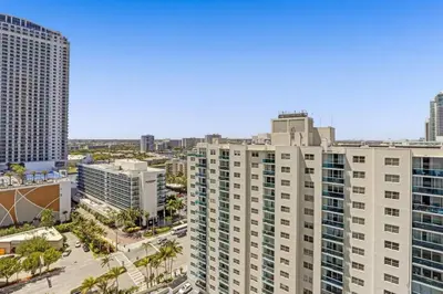 an aerial view of a city with tall buildings at Luxury 2BR 2BA Water Front in Hyde Beach Resort in Hollywood