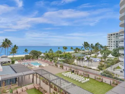 an aerial view of the resort with the ocean in the background at Amazing Ocean View Condo Beach Service 607 in Miami Beach