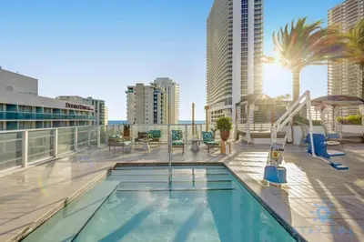 a swimming pool on the roof of a building at Breathtaking Front Ocean View: Amazing Pools in Hollywood