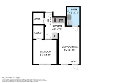 a floor plan of a house at Comfy 1 B/R, Near Ocean Dr & Beach - South Beach in Miami Beach