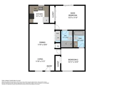 a floor plan of a house at 2B/2B, Free Parking, South Beach, 1 Block 2 Beach in Miami Beach
