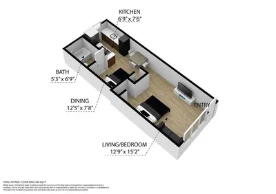 a diagram of a floor plan at Deco Apt w/2 Queen Beds on Ocean Dr, South Beach in Miami Beach