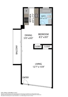 a floor plan of a house at Balcony Deco Apt, w/2 QueenBeds, on Ocean Dr Beach in Miami Beach