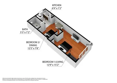 a diagram of a floor plan of a house at Stylish Ocean Dr Apt w/ 2 Queen Beds, Across Beach in Miami Beach