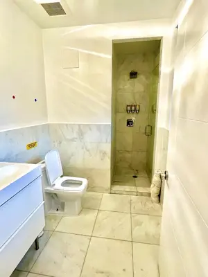 a bathroom with a toilet and a shower at 16 GUESTS LUXURIOUS SOUTH BEACH SUITE WITH ROOFTOP 2 in Miami Beach