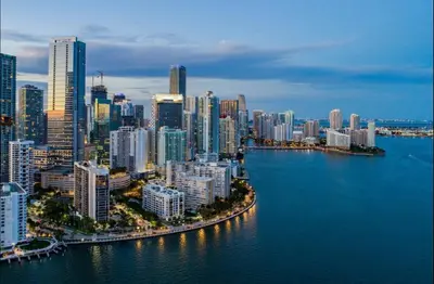 an aerial view of a large city with buildings at Brickell 31th Floor Sea View Free Parking by Palermo Home Miami in Miami