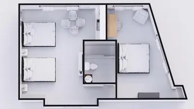 a floor plan of a small apartment with a room at Hotel Belleza in Miami Beach