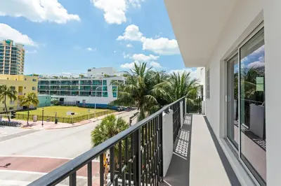 a balcony with a view of the city at Casa SOBE in Miami Beach