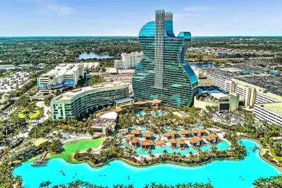 an aerial view of a resort with a building at Executive Studio Suite Hollywood Beach Blvd in Hollywood